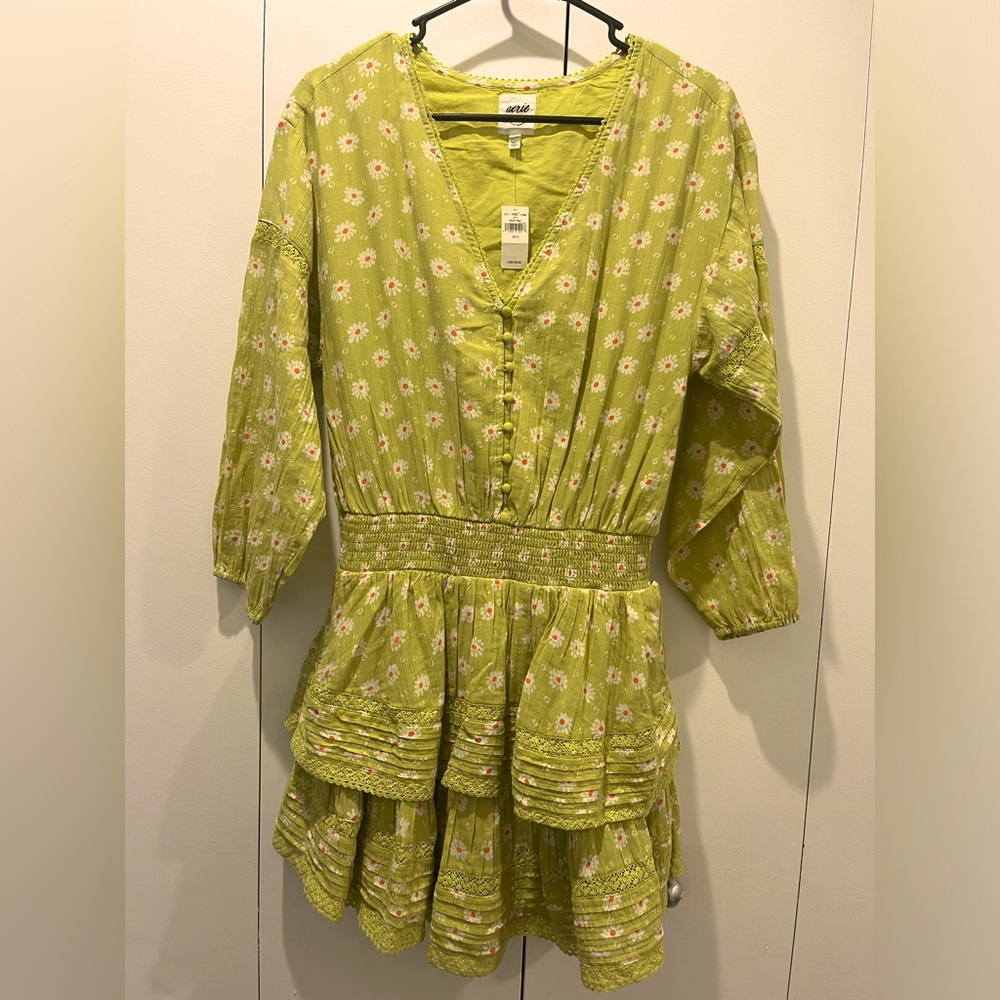 NWT - Aerie - 100% Cotton dress, knee length, size - Small, 3/4 length sleeves